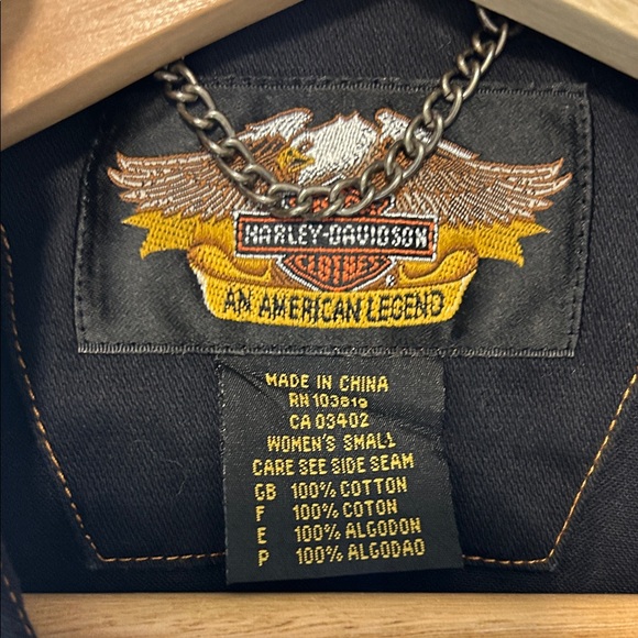 Harley-Davidson Black Denim Button-Up Vest Size Small - Picture 3 of 9